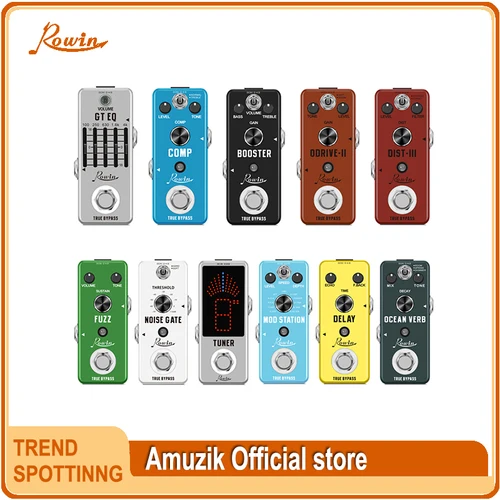 Rowin Pedal orden EQ compresor Boost ganancia distorsión Fuzz ruido puerta sintonizador modulación retardo armonizador pedales de efectos de guitarra