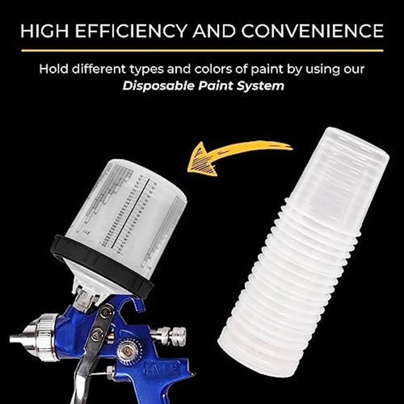 Paint Gun Cup Liner And Lid System As Shown 20Oz Kit 50 Lids 50 Liners 1 Hard Cup With Retaining Ring And 20 Cup Sealing Plugs
