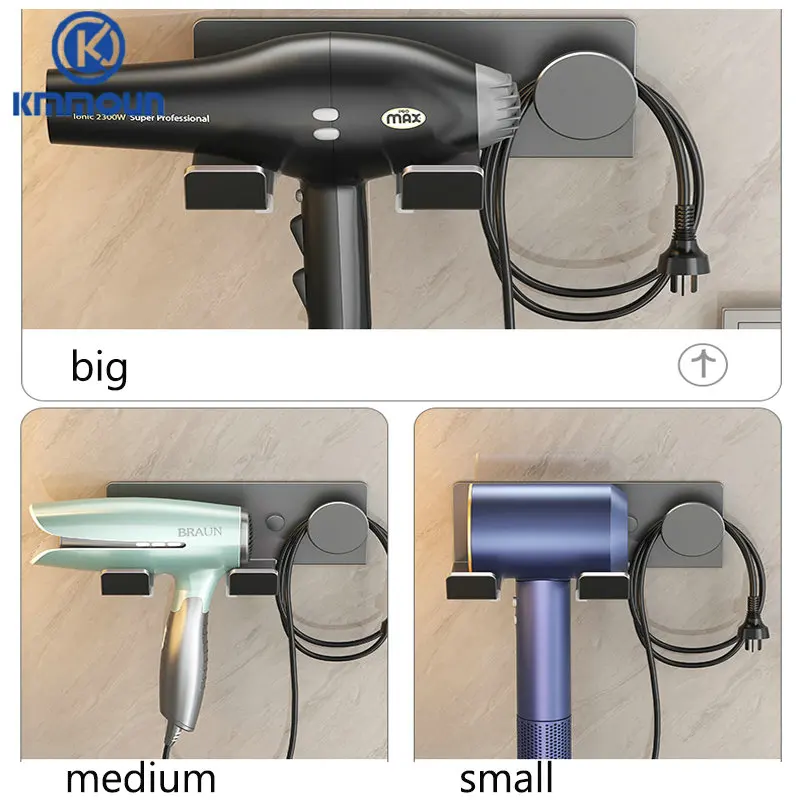 رمادي/أسود مجفف الشعر حامل الأسر حديثا رف مجفف الشعر رف الحمام الجرف المعدني الحائط تخزين هوك #4