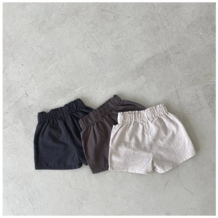 Shorts simples de cor sólida infantil, roupas de bebê, roupas estilo coreano, calças infantis, meninos e meninas, verão, novo, 2024