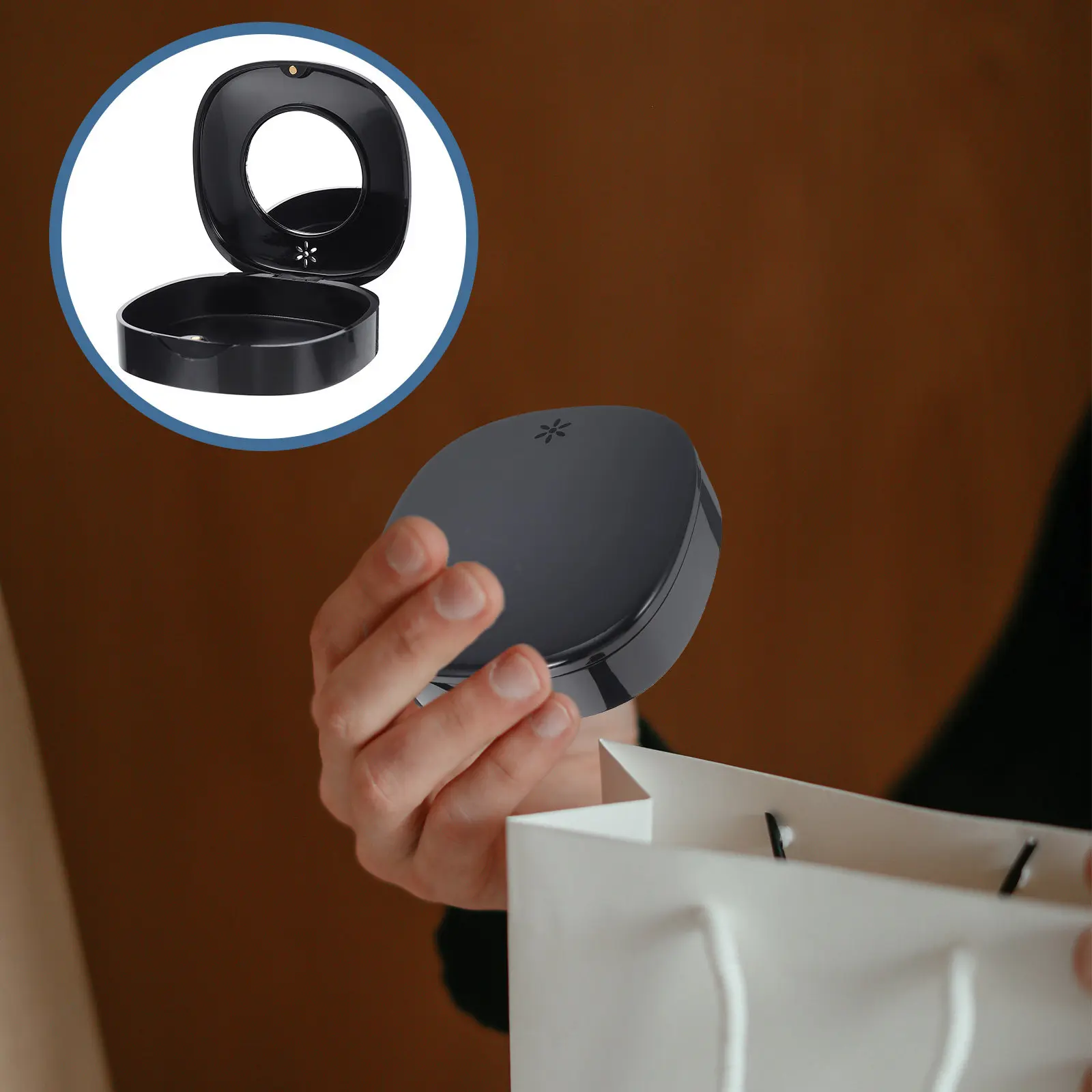 

Retainer Storage Box Portable Compact Waterproof Case for Braces Invisible Aligners Denture Cup Travel Retainer Case with Mirror