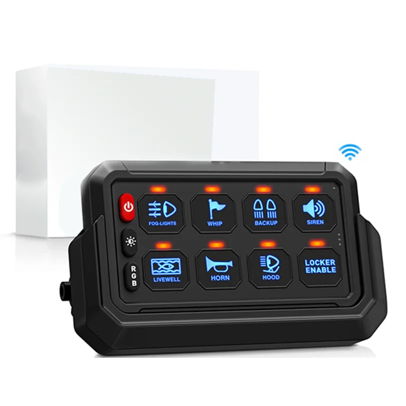 New Circuit Relay System RGB 8 Gang Wireless Switch Panel 12V Control Box For Car Marine Off-Road Truck