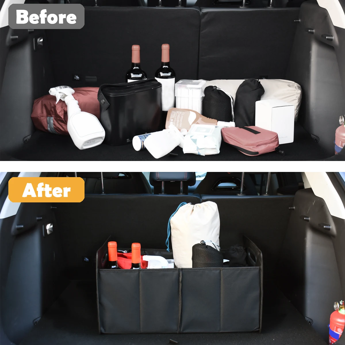 Auto Kofferbak Organizer, Inklapbare Multi-Compartiment Auto Organisatoren Opvouwbaar En Waterdicht, Geschikt Voor Elke Auto, Suv, Mini-Bestelwagen, Bl