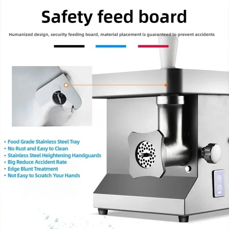 Commercial Meat Grinder 850W Stainless Steel Electric Multifunction for Hotel Bakery Meat Processing Pasta Making Fast Efficient