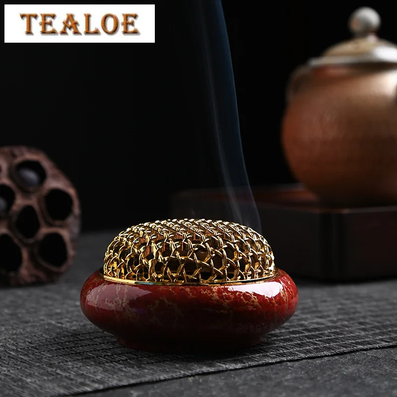 

Chinese Lacquer Craft Series Incense Burner Handamde Gridding Cover Aromatherapy Agarwood Furnace Indoor Living Room Decoration
