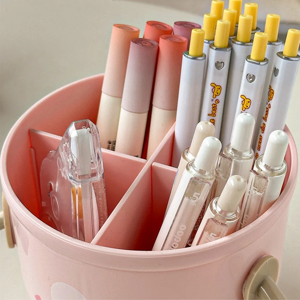 Creative Pen Holder with Hook Table Cute Stationery Storage Box Pen Holder Rack Student Children Girls Desk Organizer