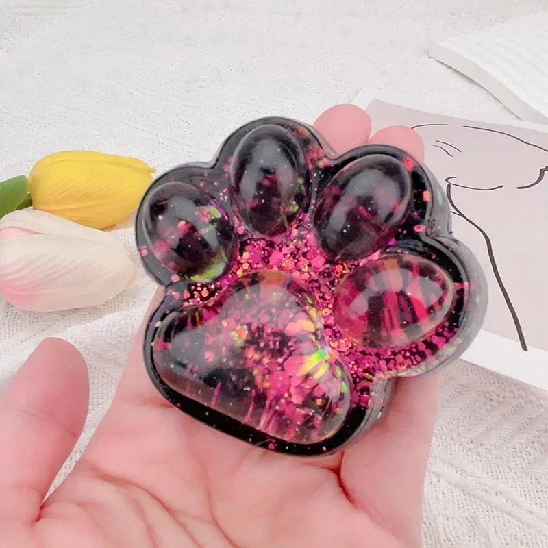 Cute Sequin Cat Claw Squishy Fidget Toy Slow Rebound Stress Relief Toy Pinch Decompression Cat Paw Soft Squeeze Toy