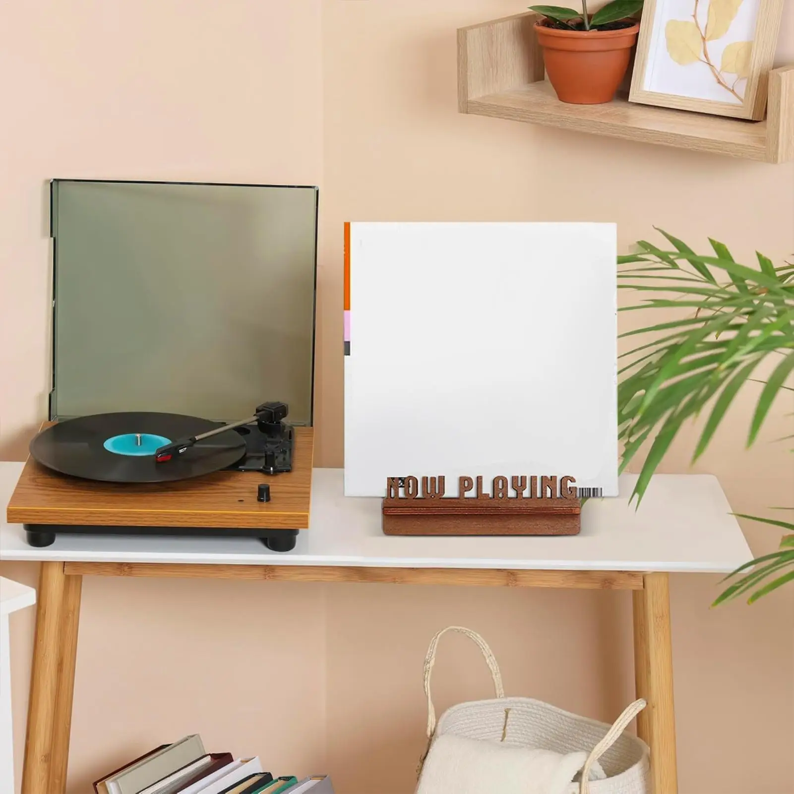 Wood Record Holder Wood Record Stand Minimalist Album File Folder Racks Audio Video Turntables For Files Books
