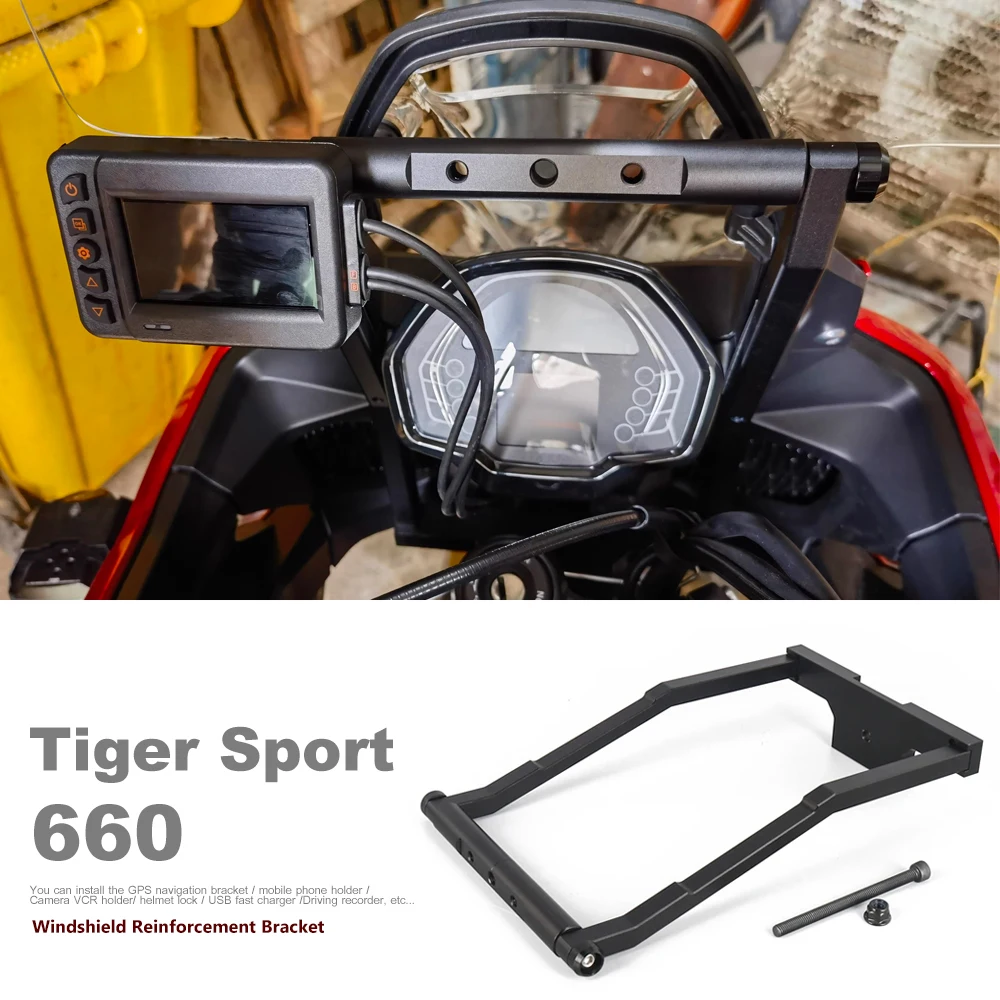 

Front Windshield GPS Phone Stand Holder Phone GPS Navigaton Plate Bracket Motorcycle Accessories For Tiger Sport 660 Sport660
