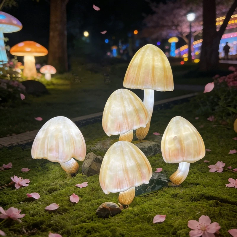 LED simulation small umbrella mushroom lamp, group modeling landscape decoration atmosphere lawn garden