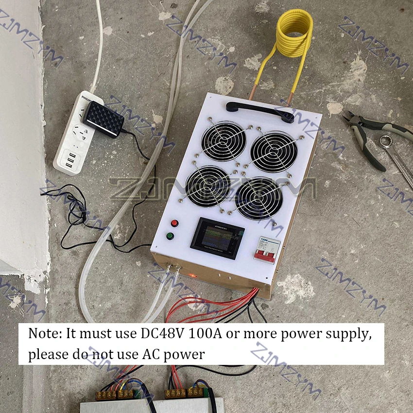 Riscaldatore a induzione ad alta frequenza da 5000 W con bobina di riscaldamento Modulo di riscaldamento a induzione Forno per fusione di metalli