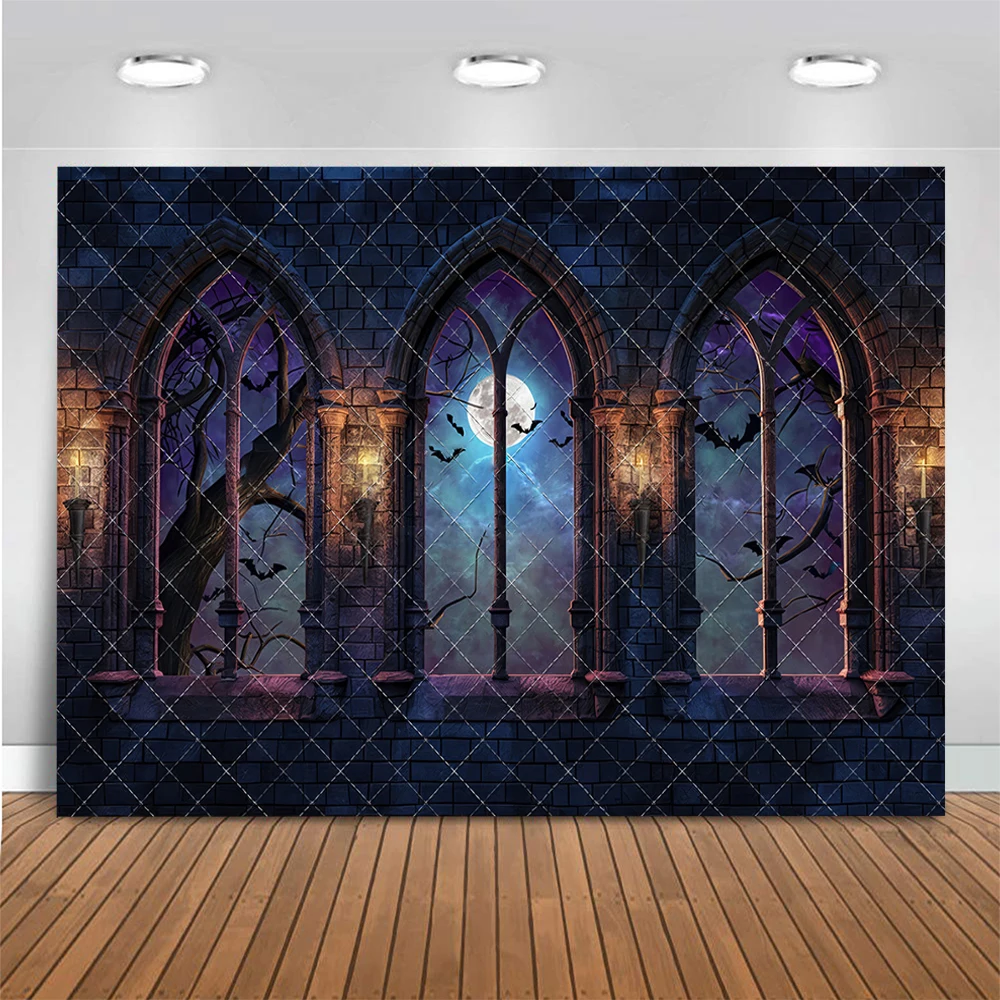 

Halloween Backdrops Kids Birthday Cake Smash Photocall Decors Backgrounds Haunting Castle Photo Studio Props