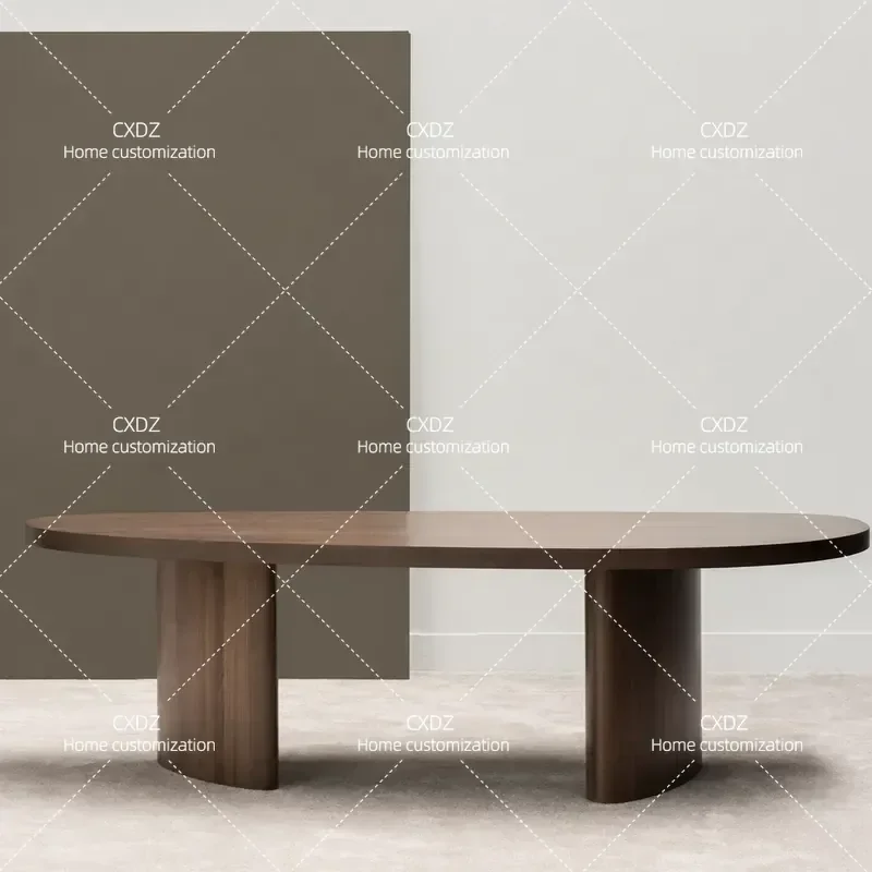 Medieval Style Solid Wood Mango Oval Desk Minimalist Writing Table Home Office Furniture
