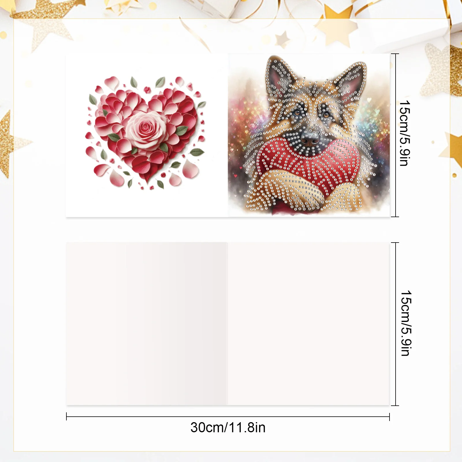 6Pcs Diamond Painting Greeting Cards Kit,DIY Lovely dogs Handmade Festival Greeting Diamond Art Birthday Creative Cards - view 2