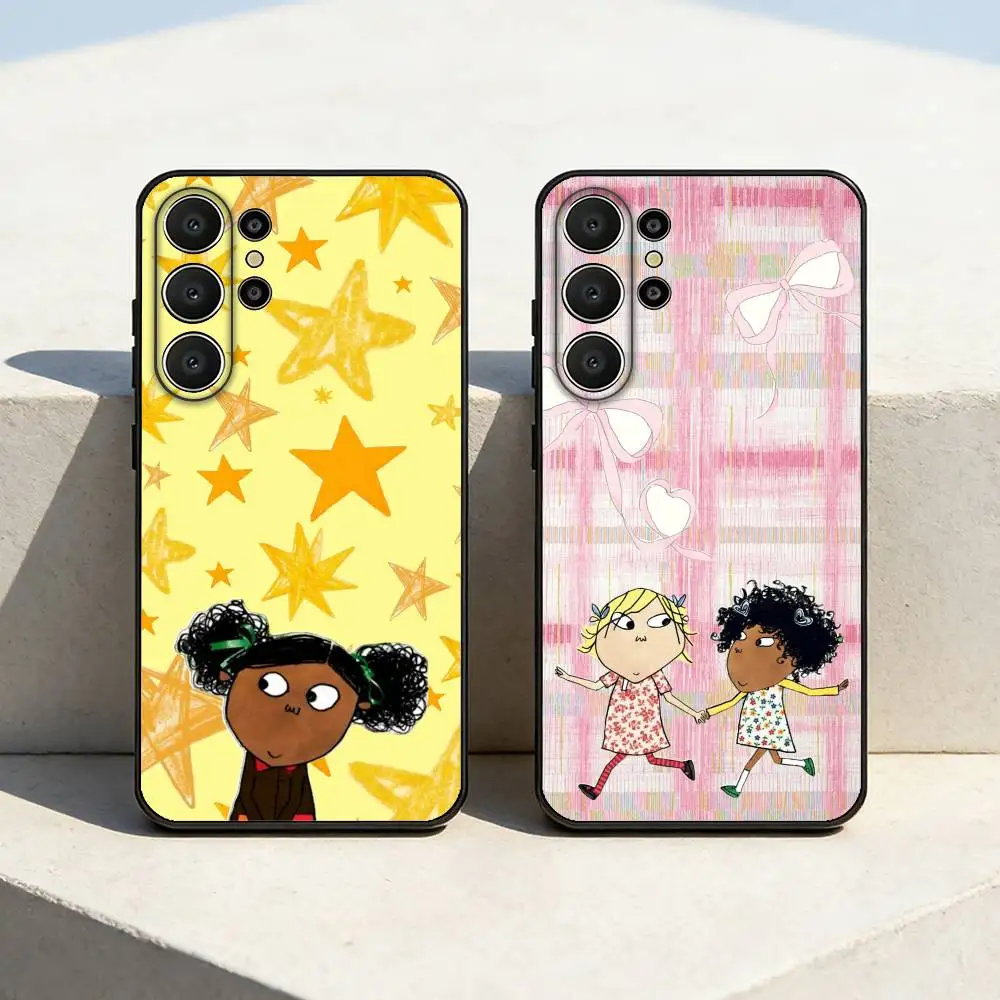 C-Charlie And L-Lola Anime Phone Case For Samsung S26,S25,24,23,22,30,21,10,9,Ultra,Plus,Lite,FE Soft Black Case