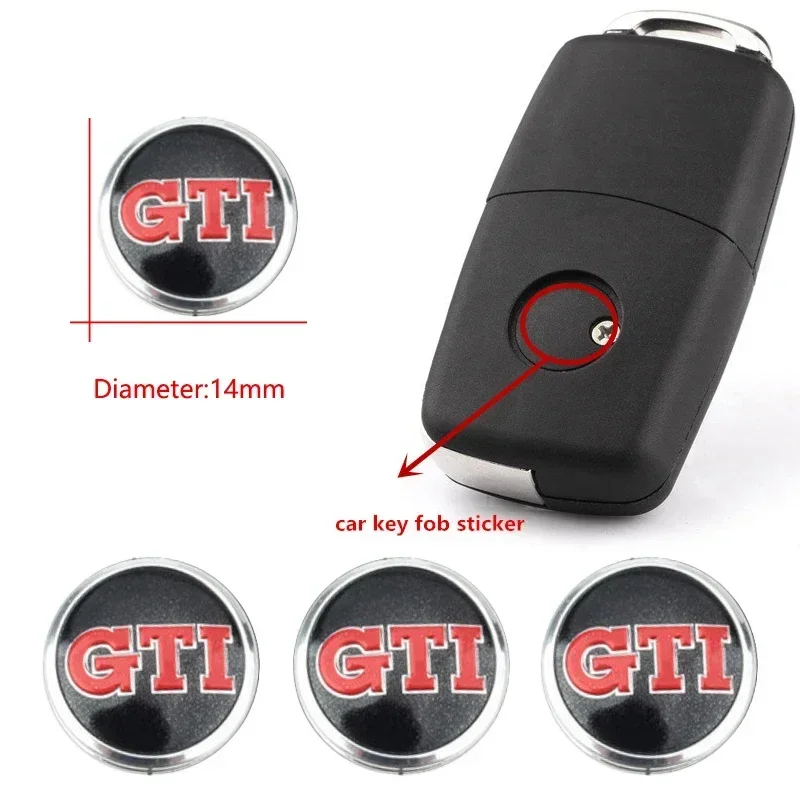 3PCS Car Metal Emblem Stickers Auto Remote Key Logo For  Volkswagen VW GTI Rline Passat Golf Polo Touareg Jetta Tiguan 14mm - view 2