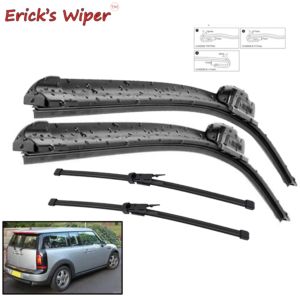 Erick's Wiper Front & Rear Wiper Blades Set Kit For Mini Clubman R55 2007 - 2012 Windshield Windscreen Window Brush 19"18"12"12"