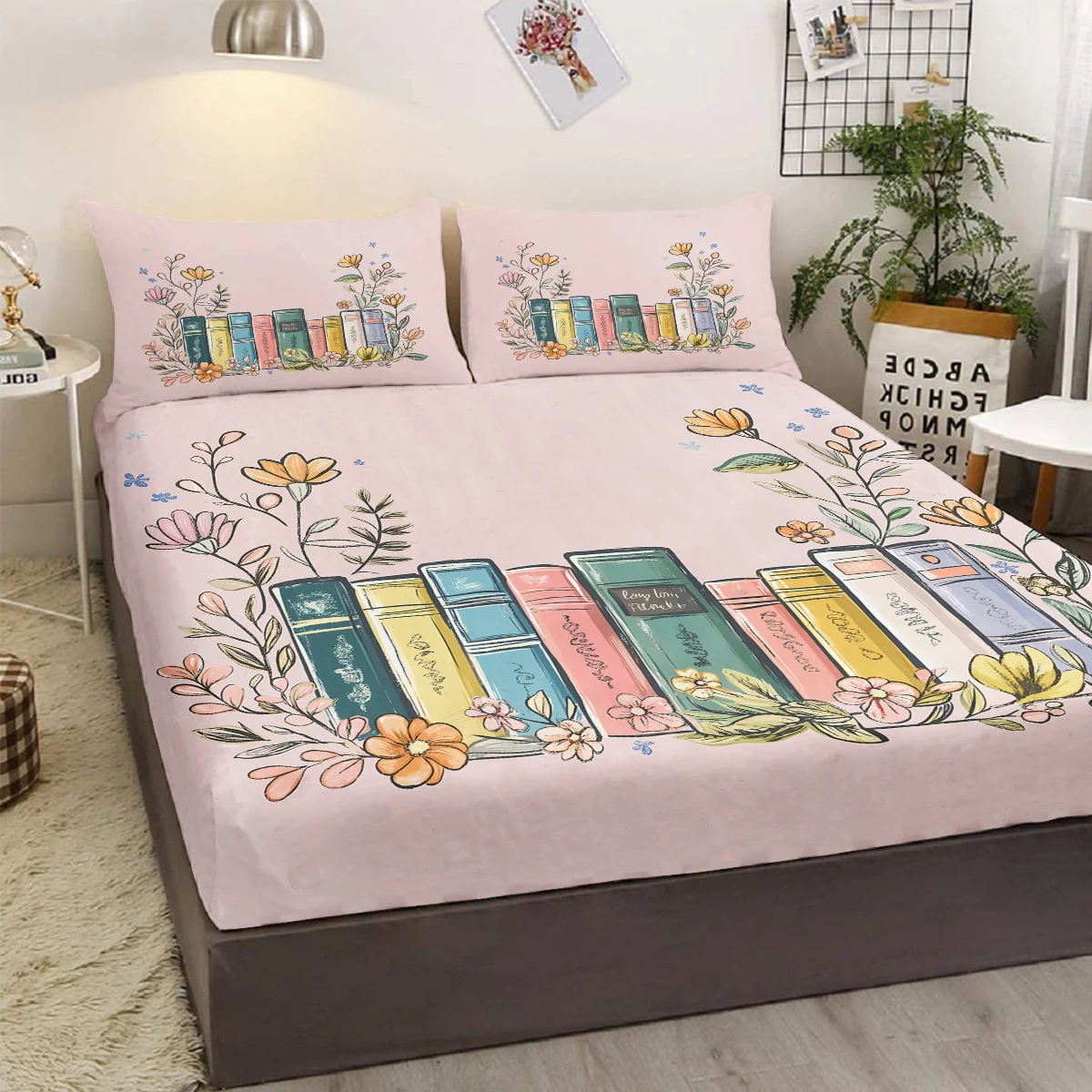 

Комплект постельного белья из трех со свежими цветами, с двумя наволочками, подходит для гостиной и спальни (книги, выпускного сезона)