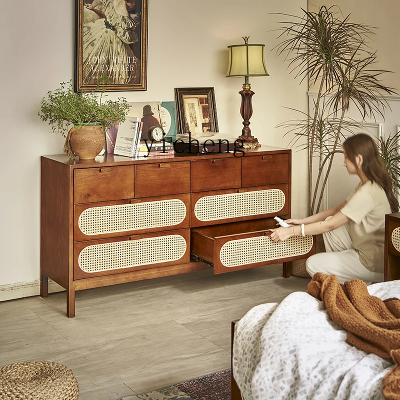 

XL Nordic living room home eight-bucket cabinet large capacity drawer storage cabinet retro entrance cabinet