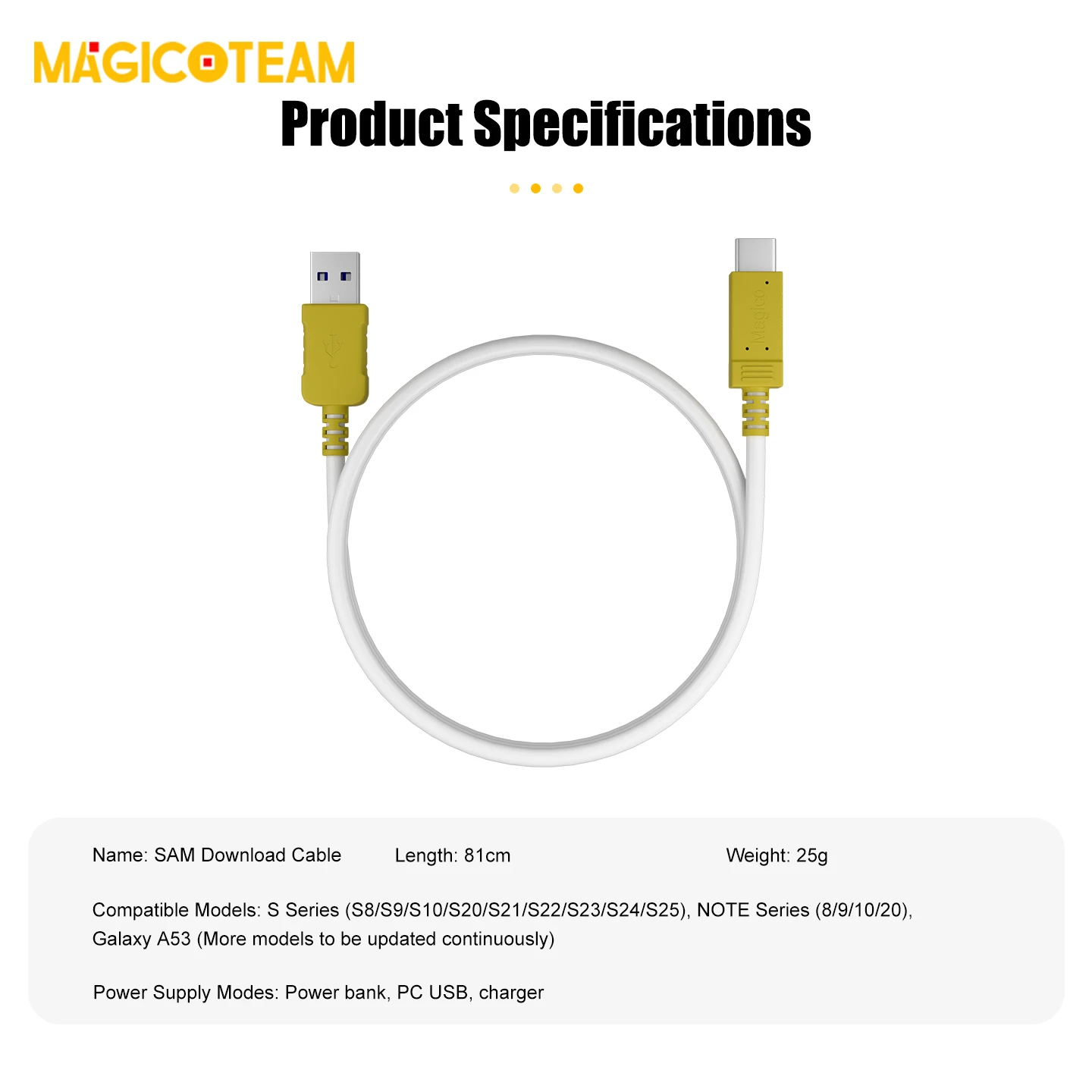 MAGICOTEAM SAM Download Mode High-Quality Download Cable for Samsung S8/S9 /S10/S20/S21/S22 /S23/S24/S25 NOTE Galaxy A53