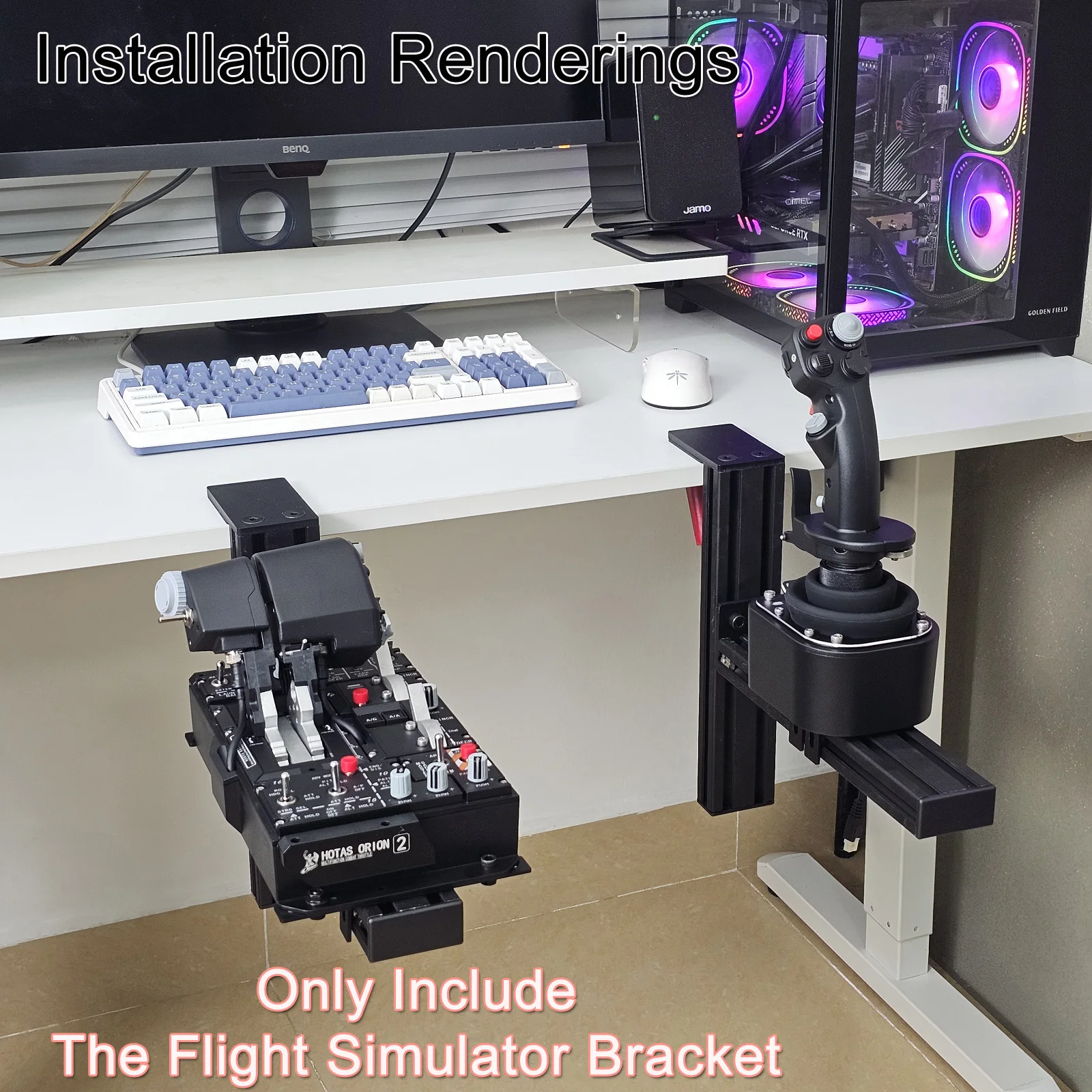 Flugsimulator Joystick THROTTLE STICK Desktop-Montagehalterung für Logitech X56 X55 X52 Thrustmaster T16000M TCA VKB WINWING – Detail 29