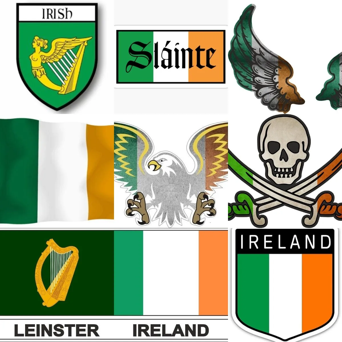 Creative Ireland Flag Sticker for Covered Scratch Decorate Camper Motorcycle Laptop Car Window Truck Wall Helmet Table Fridge