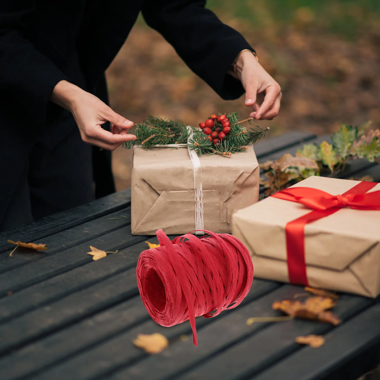 

1 Roll 100M Raffia Paper Twine Wrapping Ribbon For Crafts Christmas Decoration Natural String Packing Supplies Diy Floral