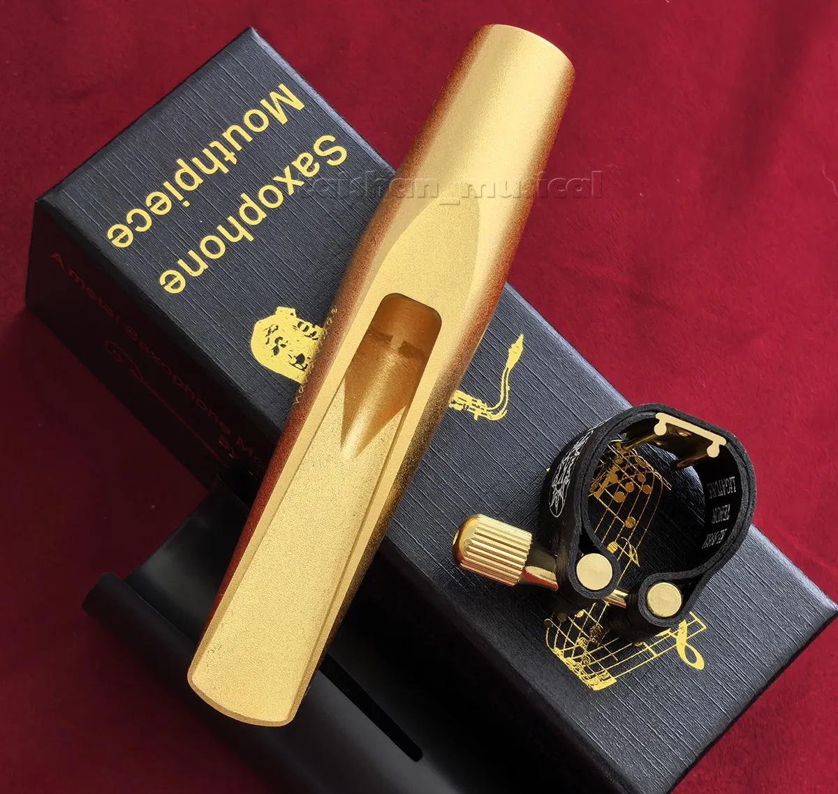 high quality customized Satin Gold Metal Tenor Saxophone Mouthpiece W / Ligature 7 - 9 #
