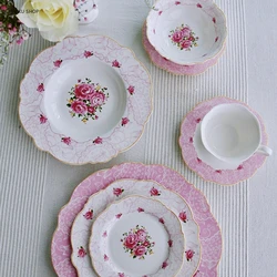 New Bone China Tableware Ceramic Steak Plates Cake Dessert Dishes  Porcelain Wedding Gifts Kitchen Tableware Coffee Cup Saucer