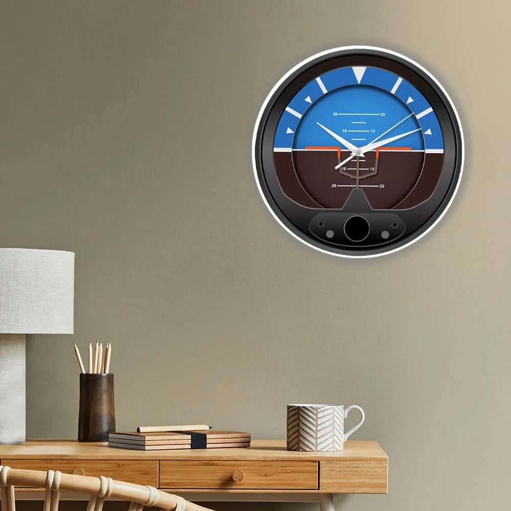 Airspeedometer Flight Instrument Silent Wall Clock Aircraft Attitude Indicator Home Décor Watch Pilots Art Décor Modern Clock