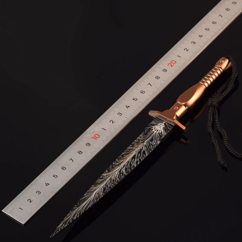 Couteau d'assaut de jeu de dérivation d'arène 22cm/8,66 pouces, couteau d'assaut, couteau katana, fleur en métal, modèle d'arme en acier, ornement de bureau, jouet cadeau