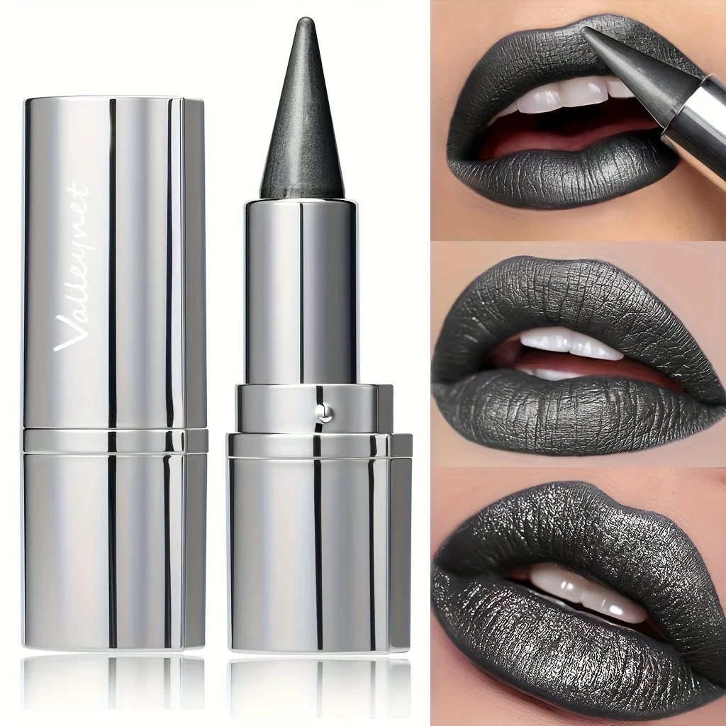 ملمع شفاه معدني غير لامع - أحمر شفاه أسود يدوم طويلاً ومقاوم للماء ومقاوم للعرق مع لمسة نهائية معدنية لجميع أنواع البشرة #1