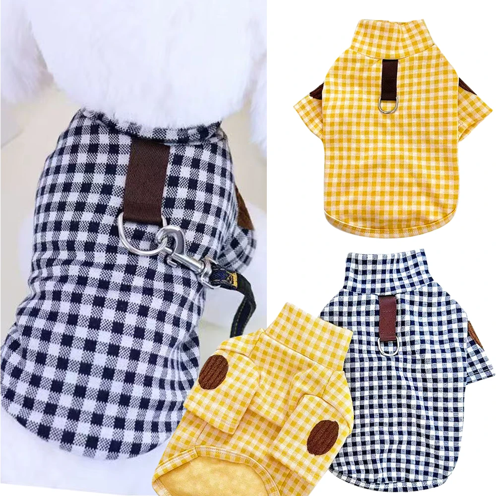 

Plaid Dog Hoodie with 2 Legs – Cozy Checkered Sweater for Small Medium Dogs Pet Clothes (Yellow/Black/Green)