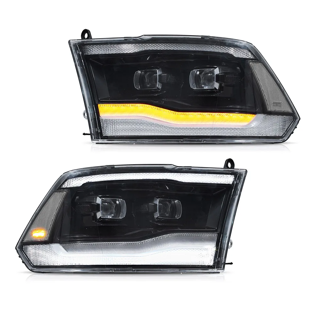 VLAND Voll-LED-Scheinwerfer für 2009–2018 Ram 1500 2500 3500, schwarzes Gehäuse, LED-Tagfahrlicht-Projektor-Scheinwerfer-Baugruppe