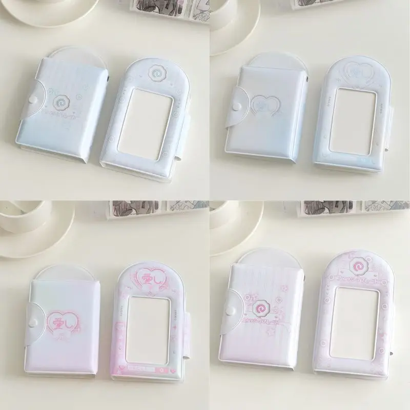 INS Sweet Pink Blue Photocard Holder With Pendant Cartoon Hollow Photo Album InsIdol Card Holder Collection Book Storage Case