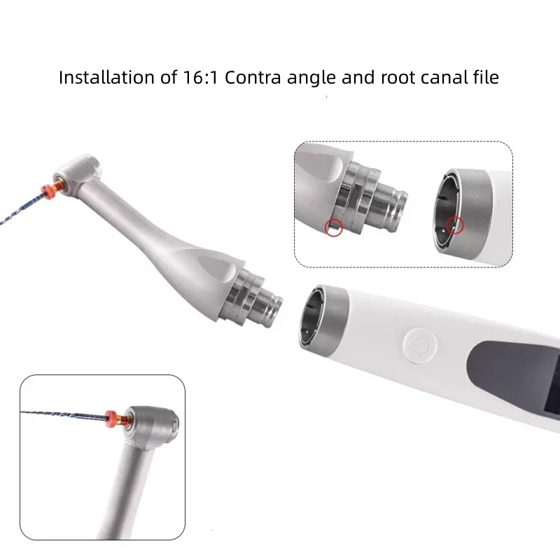 Dental 2-in-1 electric root canal machine, built-in tip positioner, 360 degree rotation, wireless LED, 16:1 anti-angle connector