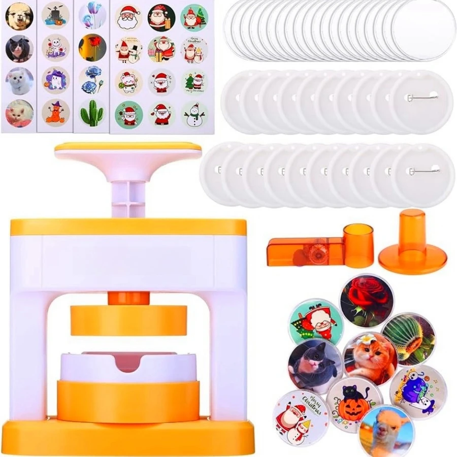 Badge Making Machine, Pin Stamping Machine, Cute Pattern Cartoon Pattern Button Making Machine（Some parts are sent random）