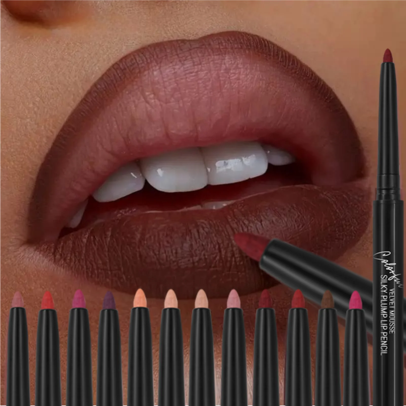 1 Pcs Matte Lip Liner, Waterproof Long-lasting Easy To Glide and Defind Lip Lines, Soft Velvet Texture Suitable for All Types