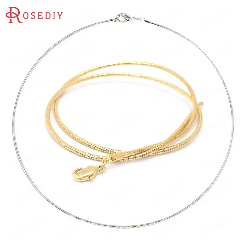 

40CM 24K Gold Color Copper with Lobster Clasps Finished Necklace Snake Chains Jewelry Making Supplies Diy Findings Accessories