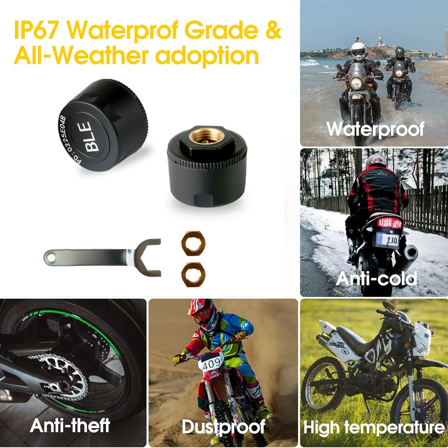 Jansite Motorcycles TPMS Designed for Specific Model Temperature Warning Gauge Moto Tire Pressure Sensors Motorcycle Accessories view 5