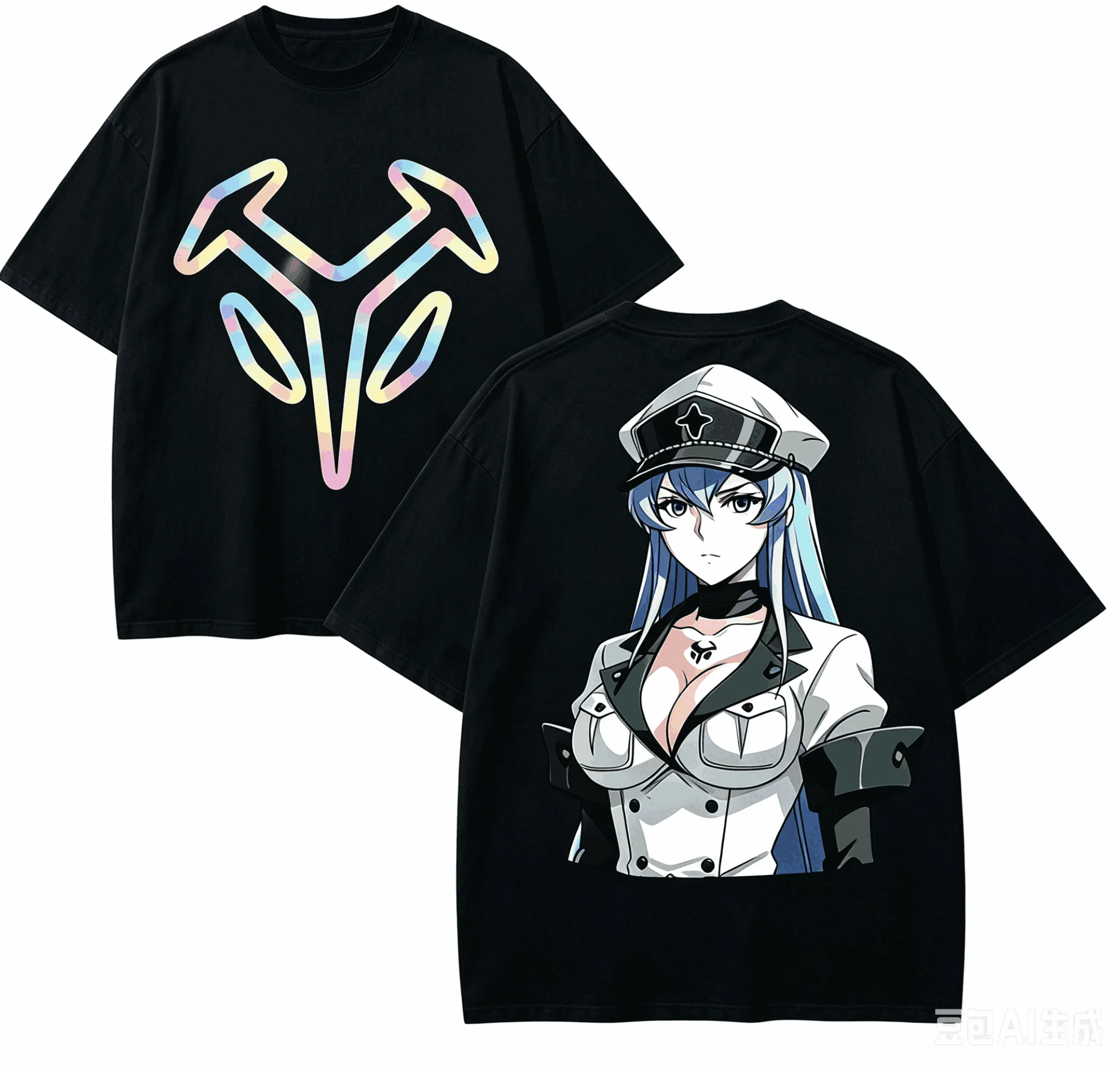 Akame Ga Kill Esdeath Ice Tribe Logo Double Sided Japanese Anime Vintage Graphic T-Shirt Unisex Oversized Y2K Streetwear Tee