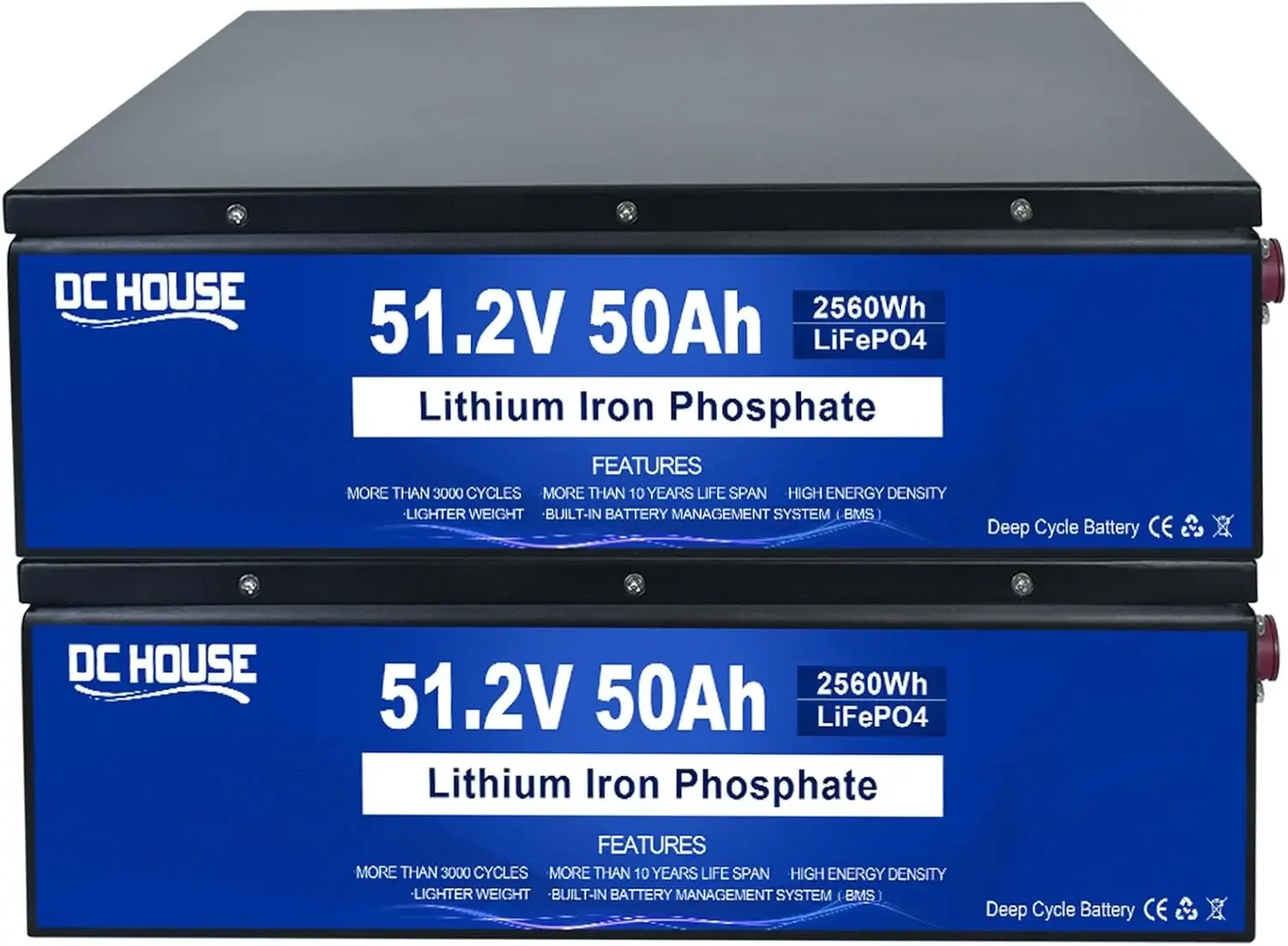 48V 100Ah (2Pack 48V 50AH) LiFePO4 Golf Cart Battery 2560Wh Sturdy Metal Case Suitable for Club Car EZGO Golf Carts