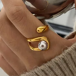 Yori Fashion Adjustable Stainless Steel Metal Geometric Ring 18K PVD Plated Individualistic Jewelry Accessories Gift