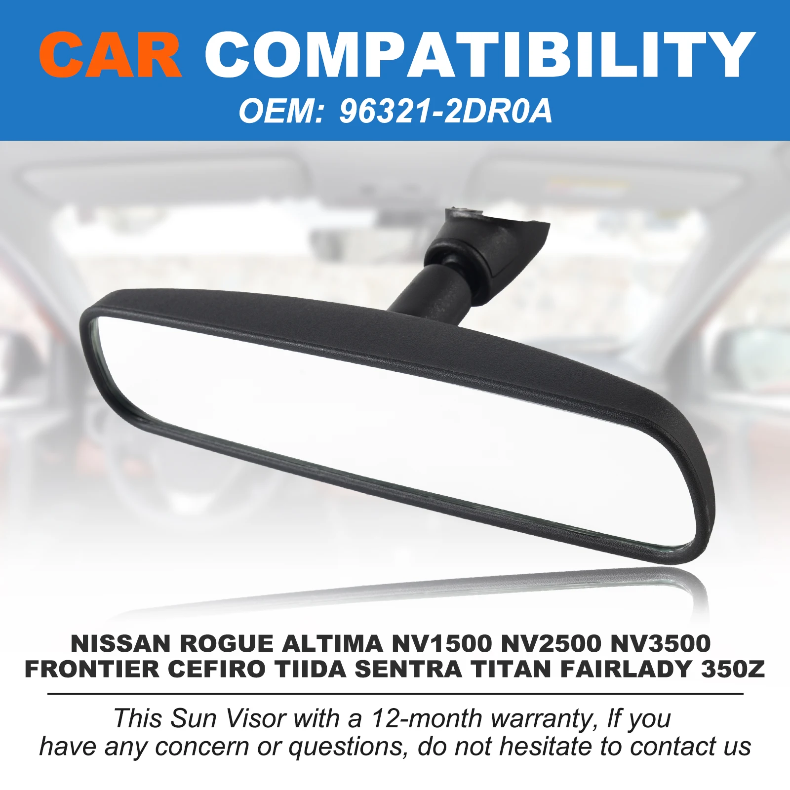 Interior Rear View Rearview Mirror Car Front Mirror Indoor Reflector Anti-glare Fit For Nissan Rogue Altima NV1500 NV2500 NV3500