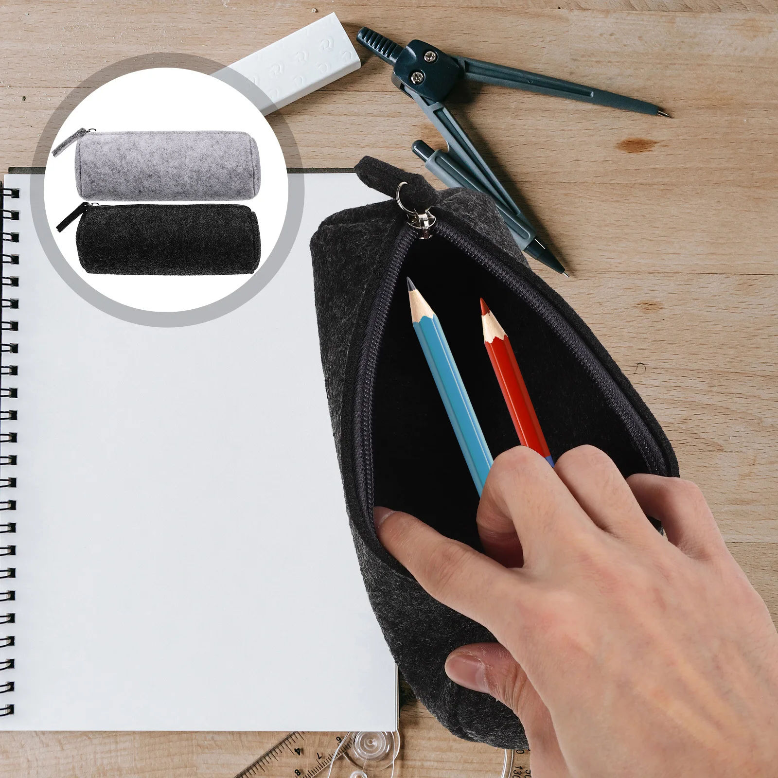 4 قطعة حقيبة أقلام رصاص الطالب ورأى متعددة الوظائف القرطاسية حالة سستة المحمولة قلم رصاص الحقيبة متعددة الوظائف القرطاسية