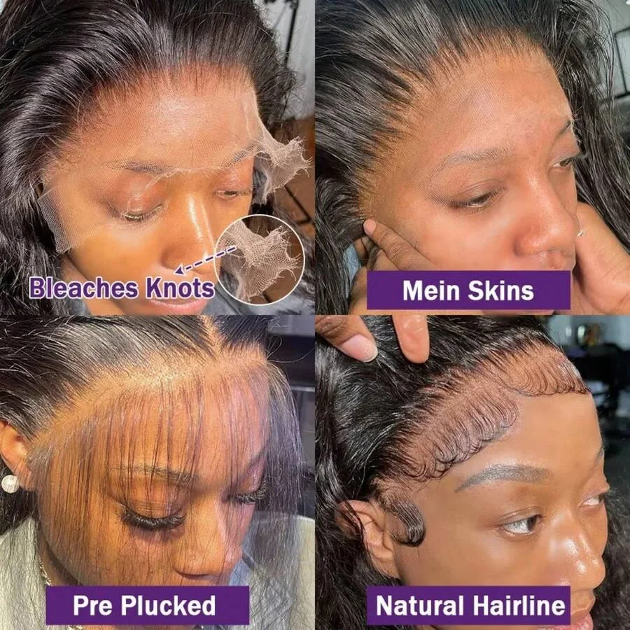 30 40 Inch Lace Front Wig 250 Density 13x6 HD Transparent Body Wave Lace Frontal Human Hair Wig PrePlucked Glueless