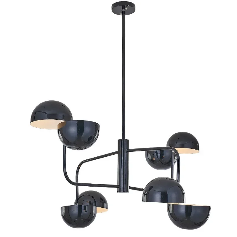 American Black Dome Semicircular Hardware LED chandelier, lustre Ceiling Height Adjustable for Kitchen Island Decoration