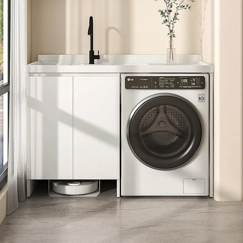 Honeycomb aluminum balcony washing machine cabinet combination hand washbasin integrated laundry cabinet sweeping robot