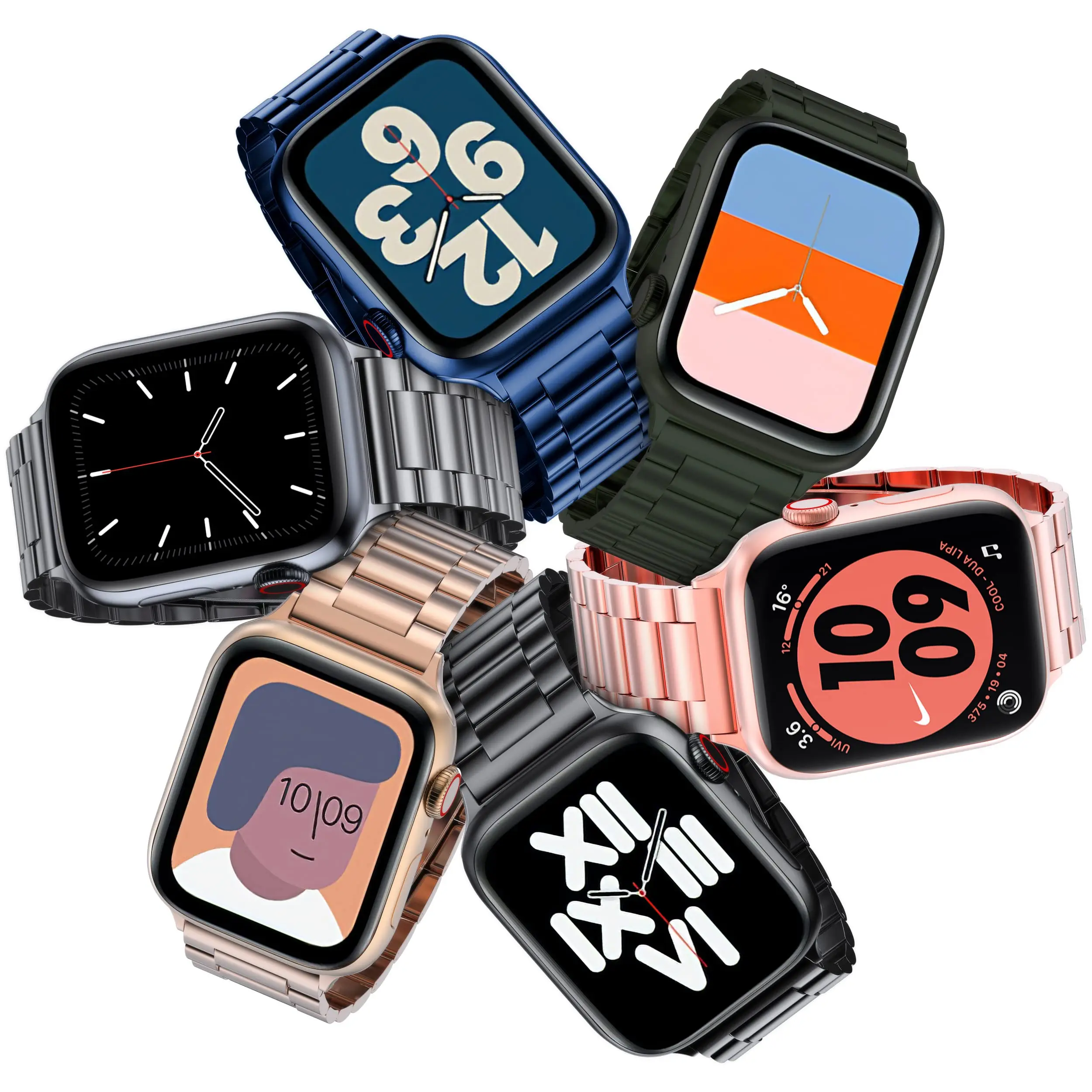 Bracelet en Acier Inoxydable pour Apple Watch, Bracelet de Montre, iWatch Série 9 SE 8 7 6 SE 5 3, 45mm, 41mm, 44mm, 40mm, 38mm, 42mm