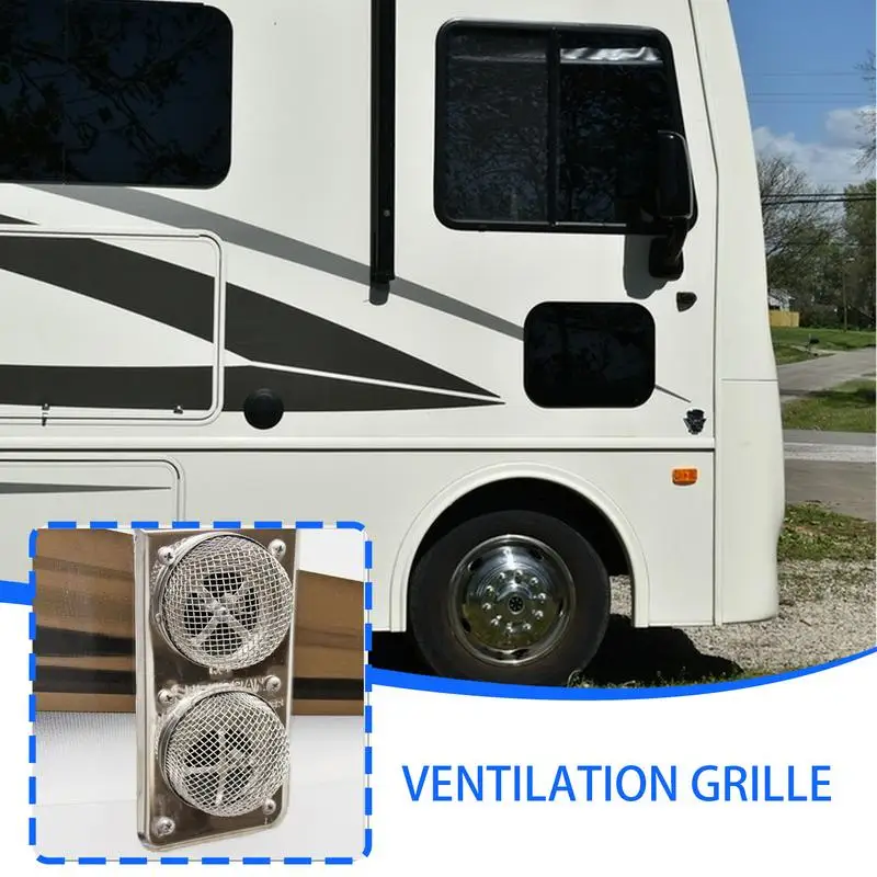 RV فرن تنفيس الشاشة 2 قطع الفولاذ المقاوم للصدأ RV سخان تنفيس غطاء السيارات الستائر لغرفة المعيشة مقطورة وقوف السيارات السفر